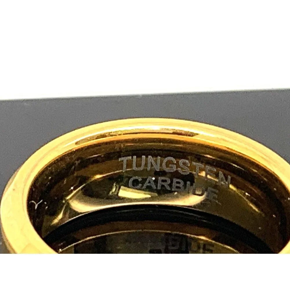 Men's Wedding Band Gold Tone Tungsten Cubic Zirconia 8mm Ring Size 10